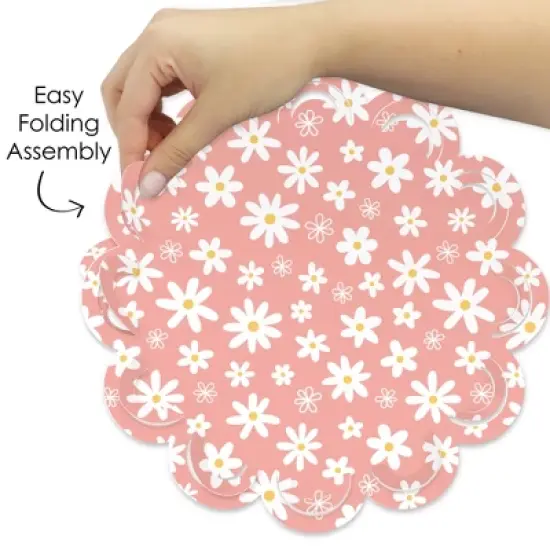 Big Dot of Happiness Pink Daisy Flowers - Floral Party Round Table Decorations - Paper Chargers - Place Setting For 12 image {3}