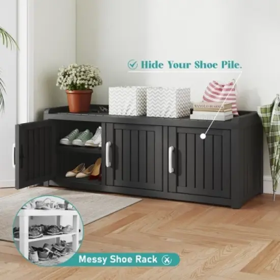 Storage Benches 120 Gallon Shoe Cabinet Resin Shoe Bench with Storage for Shoes Accessories image {8}