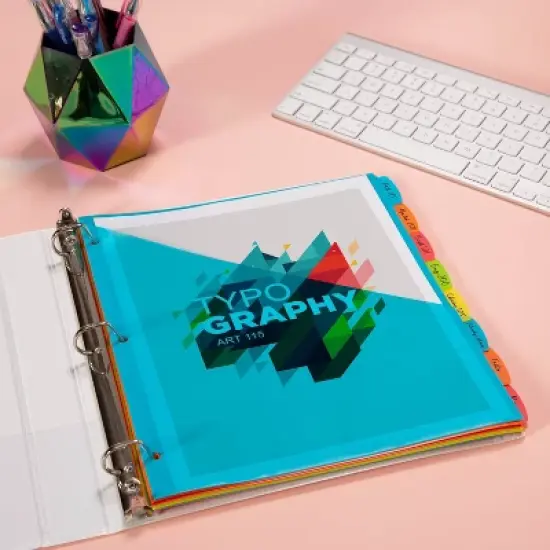 Avery 8ct Write & Erase Pocket Tab Plastic Divider Set: Multicolor Filing Accessories for Binders image {1}