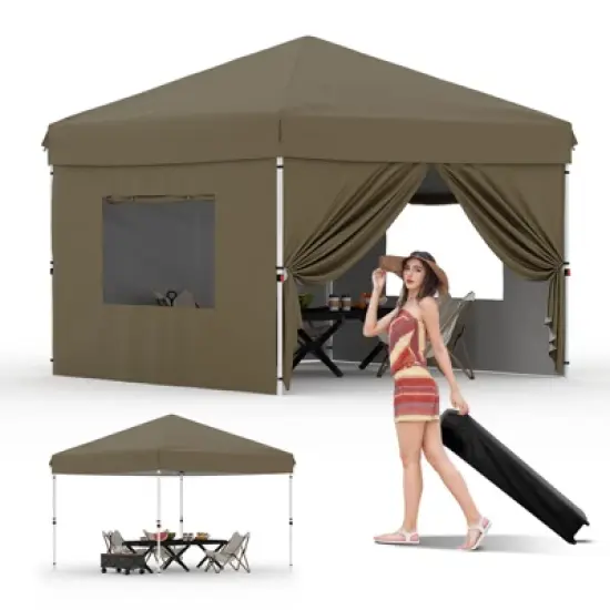10x10FT Instant Pop-Up Canopy Tent with 4 Removable Side Walls &ndash; Commercial-Grade Outdoor Shelter System for Events, Black image {10}
