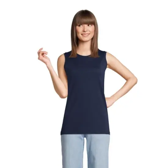 Lands' End Women's Tall Supima Cotton Crew Neck Tank image {8}