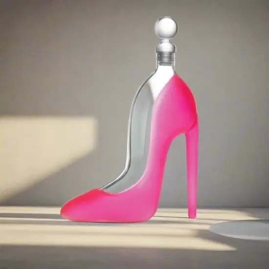 Godinger Silver 22 fl oz Runway High Heel Decanter Pink: Crystal Beverage Server, Hand Wash, 11.5" Height, 3.25" Width image {1}
