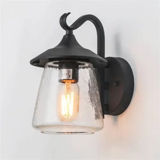 9.8" Metal/Glass Outdoor Lamp Black - LNC image {7}