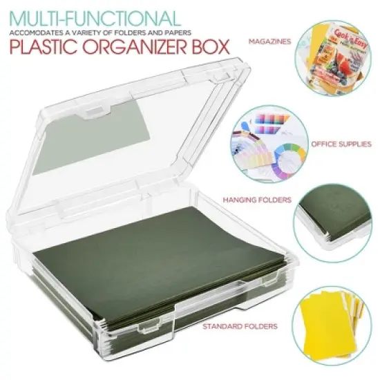Sorbus Hanging File Organizer Bins Clear Plastic Stackable for Document Storage image {4}