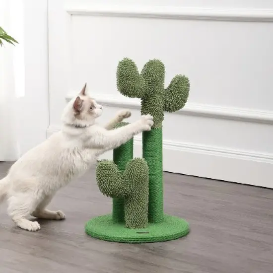 Marfa Modern Jute Triple-Cactus Cat Scratching Post with Fuzzy Toy image {6}