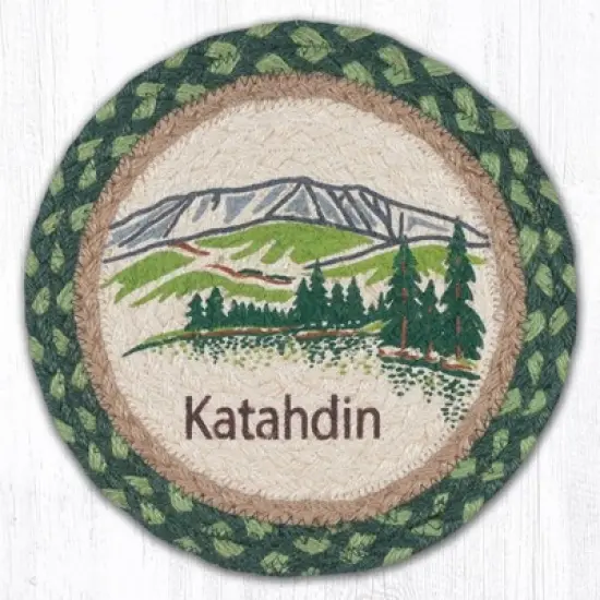 Earth Rugs Mt. Katahdin Table Trivet &ndash; Scenic Eco-Friendly Accent in Natural Jute image {3}