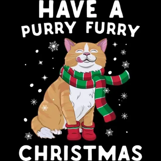 Junior's Design By Humans Have A Purry Furry Christmas Cat By Freshoutlook T-Shirt image {1}
