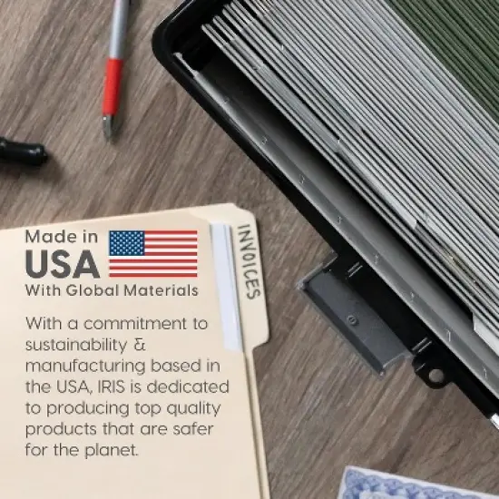 IRIS USA Portable File Box With Handle, Letter Files, Lockable, Black image {1}