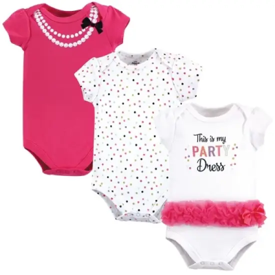 Little Treasure Baby Girl Cotton Bodysuits 3pk, Party Dress image {1}