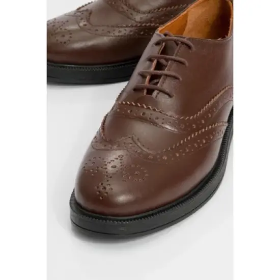 Avra - Brown Leather Oxford Shoes (Women) | Forever & Always Shoes image {2}