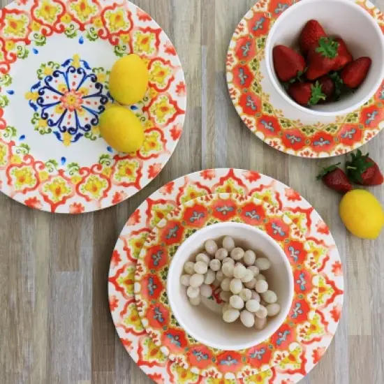 Gibson Laurie Gates California Designs Tamayo 12 Piece Melamine Dinnerware Set in Multi-Color image {2}