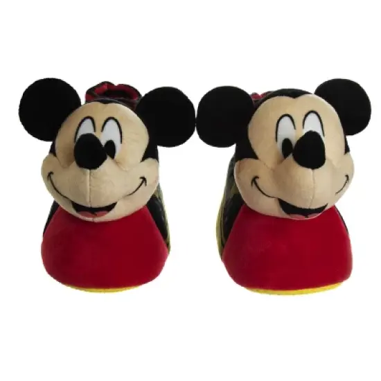 Disney Mickey Mouse 3D Slippers - Kids Cozy Plush Fuzzy Lightweight Warm Comfort Soft House Shoes - Mickey red/black (size 5-12 Toddler - Little Kid) image {4}
