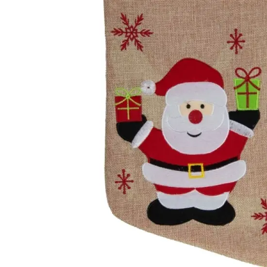 Northlight 19" Beige and Red Santa Claus Embroidered Christmas Stocking image {3}