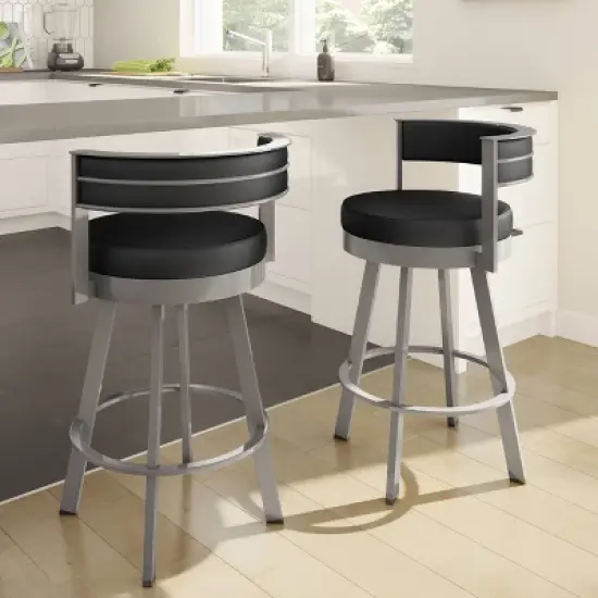 26" Browser Swivel Counter Height Barstool with Upholstered Seat - Amisco image {2}