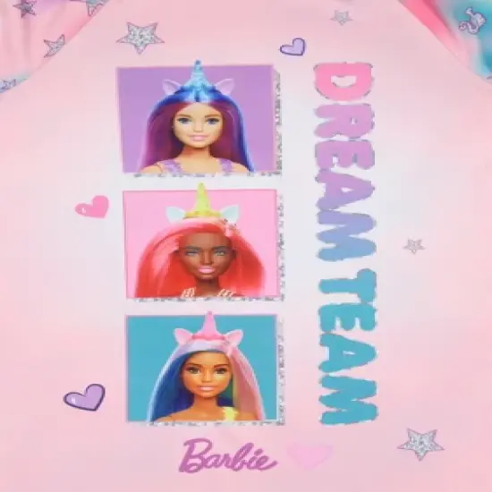Barbie Girls' Dream Team Characters Unicorn Sleep Pajama Dress Nightgown Pink image {2}