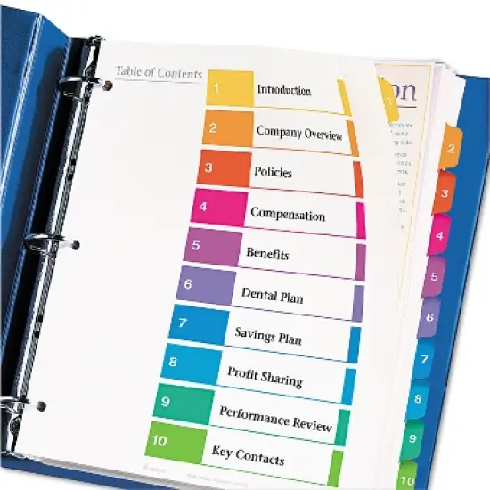 Avery Ready Index Customizable Table of Contents Asst Dividers 10-Tab 11 x 9 1/2 11165 image {4}