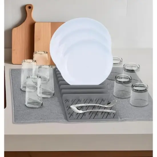 Home Mart Goods Plastic Dish Rack with Micro Fiber Drying Mat image {5}