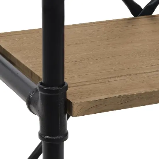 Sunnydaze 5 Shelf Industrial Style Pipe Frame Freestanding Bookshelf with Wood Veneer Shelves image {4}