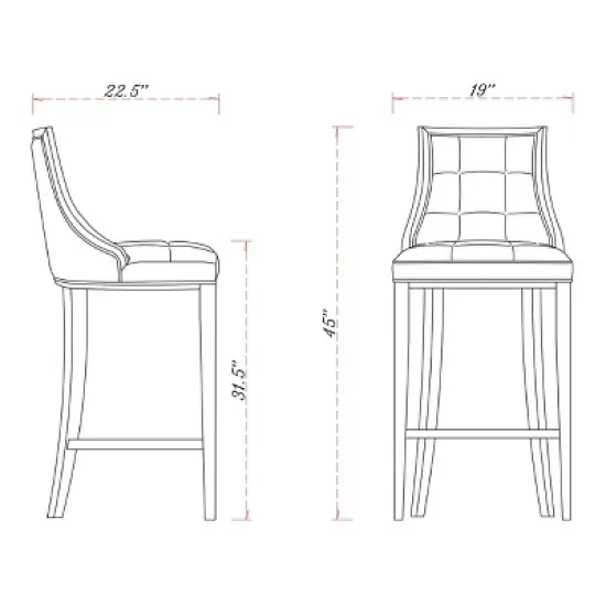 Fifth Avenue Upholstered Beech Wood Faux Leather Barstool - Manhattan Comfort image {6}