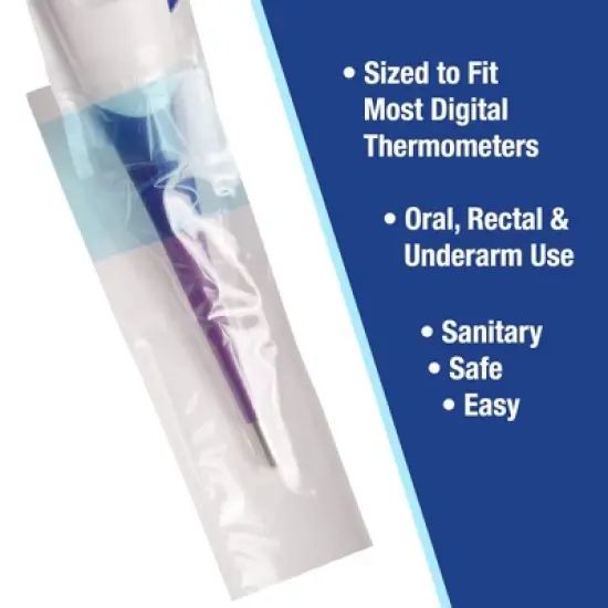 MABIS Disposable Digital Thermometer Probe Covers &ndash; 100 Count, Oral, Rectal, Underarm image {1}