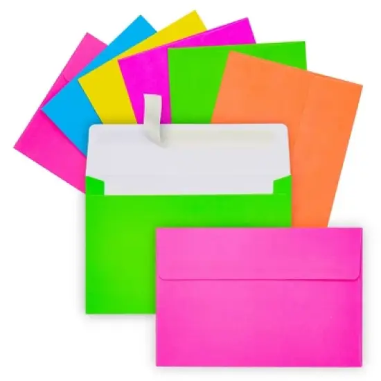 Paper Junkie 112 Pack Bright Neon Colored Envelopes with Self-Adhesive, Bulk Set for 4x6 Invitations, Greeting Cards, Birthday, Baby Shower (A6) image {8}