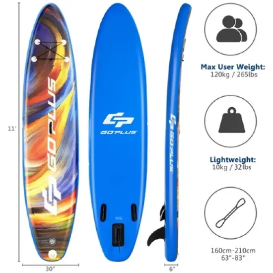 Costway 10'5''/11' Inflatable Stand Up Paddle Board SUP Surfboard with Aluminum Paddle image {8}