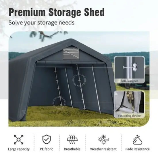 Captiva Designs Outdoor Portable Storage Shelter - Choose Between Two Spacious Garage Tents with Roll-Up Zipper Doors image {2}
