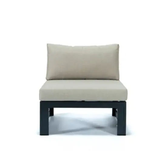 LeisureMod Chelsea 5-Piece Outdoor Patio Sectional Set with Coffee Table &ndash; Black Aluminum Frame, Cushions, Weather-Resistant image {5}