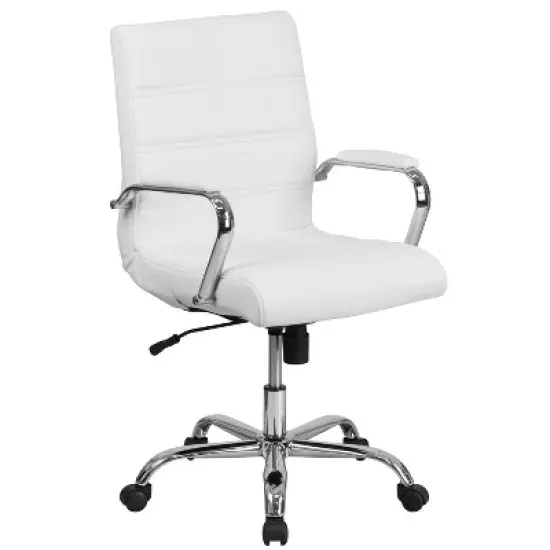 Emma and Oliver Mid-Back Executive Swivel Office Chair with Metal Frame and Arms image {13}