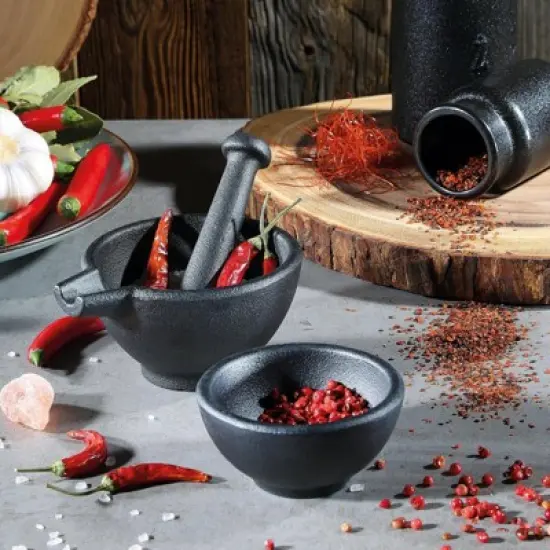 Zassenhaus Mortar & Pestle 3 Piece Set, black cast iron image {2}