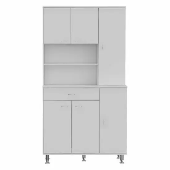 Depot E-Shop 90 Kitchen Pantry Cabinet, Two Open Shelves, One Drawer, Multiple Cabinets image {6}