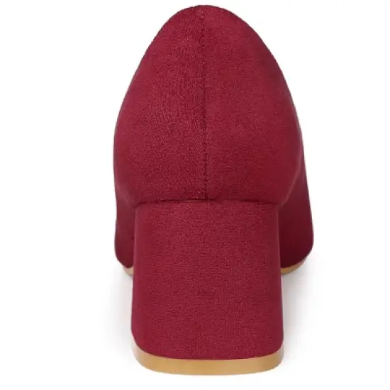Allegra K Women's Pointy Toe Slip-on Low Chunky Heels Pumps image {2}