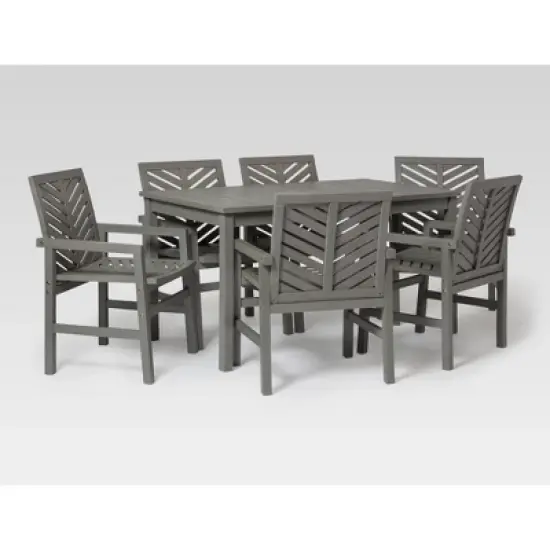 7pc Slatted Chevron Acacia Patio Dining Set - Saracina Home image {4}
