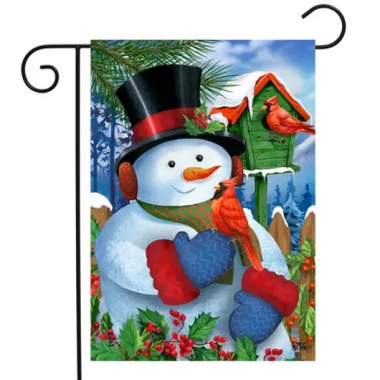 Briarwood Lane Garden Flag 12x18 For Outdoor Snowman and Cardinals Winter For Winter Garden Flag Flags For Outside image {1}