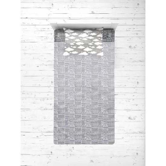 Bacati - Clouds in the City White/Gray 4 pc Toddler Bedding Set image {4}