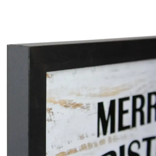 Northlight Lighted Black and White Winter Scene Merry Christmas Canvas Wall Art 11.75" x 15.75" image {2}