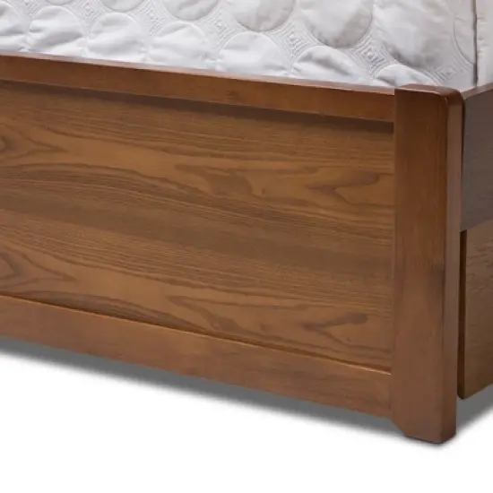 Queen Raurey Modern and Contemporary Walnut Finished Storage Platform Bed Brown - Baxton Studio image {7}