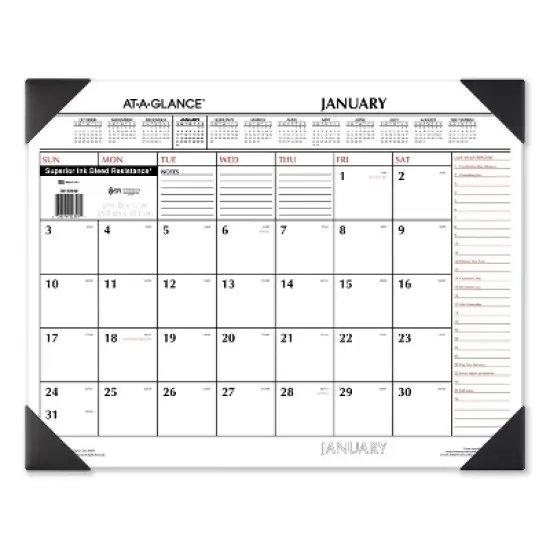 Two-Color Monthly Desk Pad Calendar, 21.75 x 17, White Sheets, Black Corners, 12-Month (Jan to Dec): 2026 image {4}