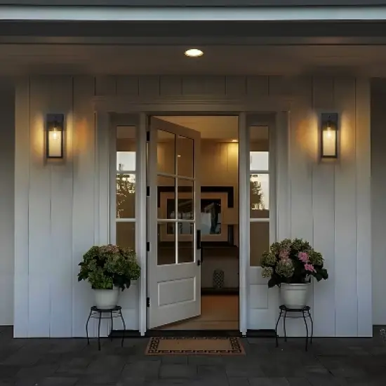 C Cattleya Black Dusk to Dawn Outdoor Wall Lantern Sconce with GFCI Outlet image {5}