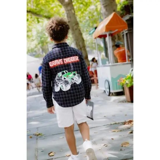 Monster Jam Truck Flannel Matching Family Button Down Dress Shirt Toddler image {2}