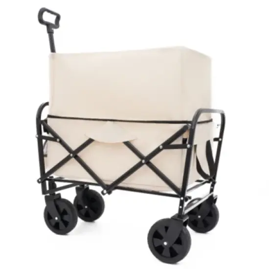 FURNIinspire Outdoor Serving Carts Heavy Duty Utility Cart Utility Wagon Grocery Cart for Camping 3pcs Liner Cover, Beige, 25.98"*17.32"*37.4" image {1}