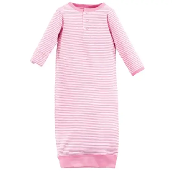 Touched by Nature Baby Girl Organic Cotton Henley Long-Sleeve Gowns 3pk, Garden Floral image {2}