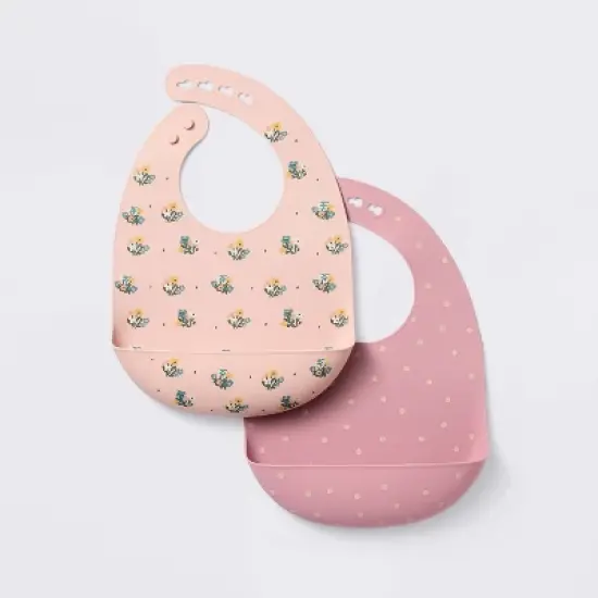 Silicone Bibs - 2pk - Flowers/Dots - Cloud Island&trade; image {4}