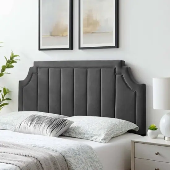 Full/Queen Alyona Channel Tufted Performance Velvet Headboard - Modway image {5}