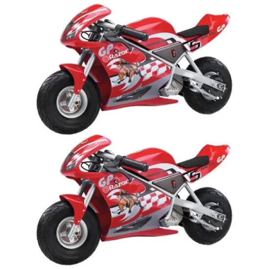 Razor 24 Volt Mini Electric Bike 1 Speed Dirt Racing Motorcycle Pocket Rocket with 10&rdquo; Pneumatic Tires, Speeds up to 15 MPH, Ages 13 Plus, 2 Pack, Red image {6}