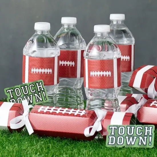 Big Dot of Happiness End Zone - Football - Baby Shower or Birthday Party Water Bottle Sticker Labels - Set of 20 image {1}