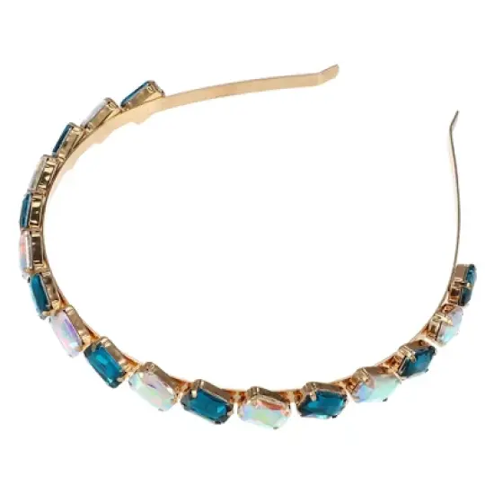 Unique Bargains Women's Metal Square Colorful Glass Crystal Rhinestone Headband image {7}