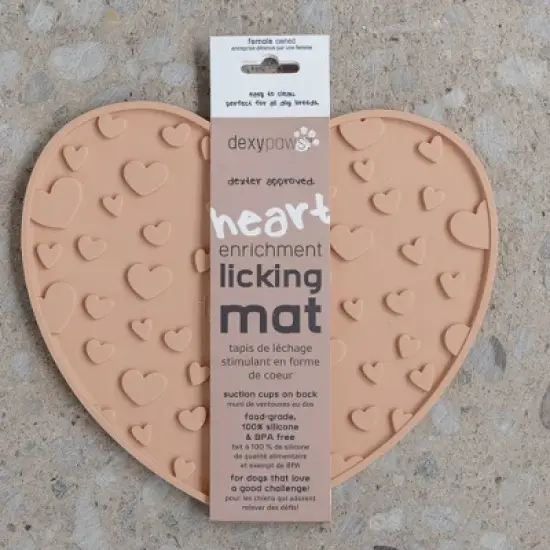 Dexypaws Enrichment Lick Mat: Blush Pink Heart - Grooved Silicone image {1}