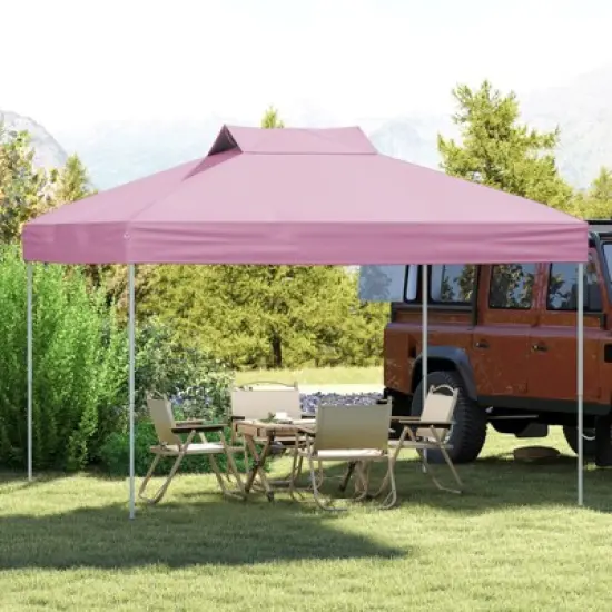 Costway 10 X 10 FT 1-Person Setup Pop up Canopy Tent with 1-Push Center Lock Wind Ropes Blue/Pink/Gray/Navy/White image {11}