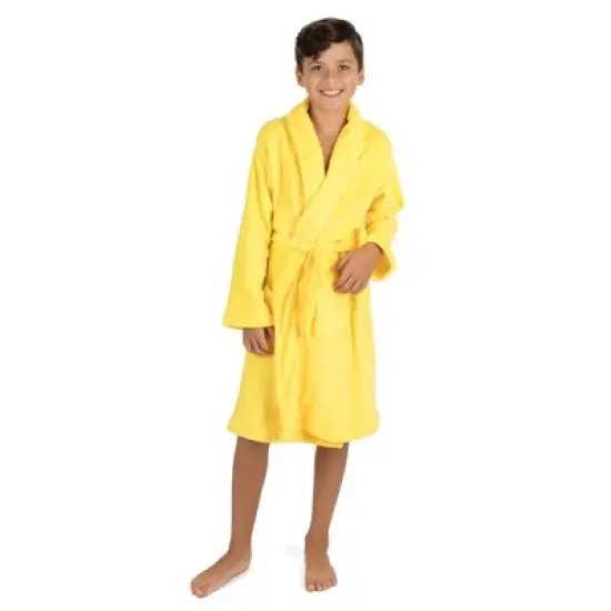 Leveret Kids Shawl Collar Fleece Solid Color Robe image {19}